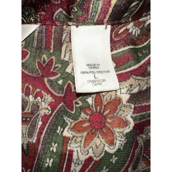 VTG Y2K Victoria's Secret Paisley Button Up Sleep Shirt Night Gown Large - Picture 14 of 15